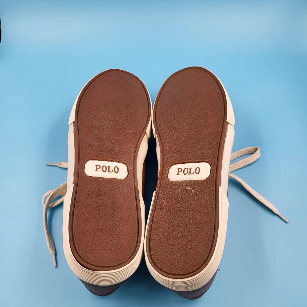 Polo by Ralph Lauren Brown Leather Sneakers with Cream Accents